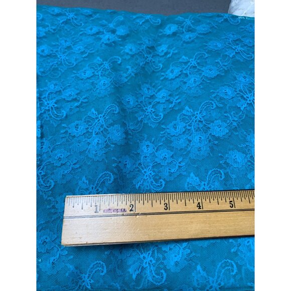 Turquoise Floral Lace Fabric 1 yards 45" wide Sewing Craft Projects - Picture 2 of 4